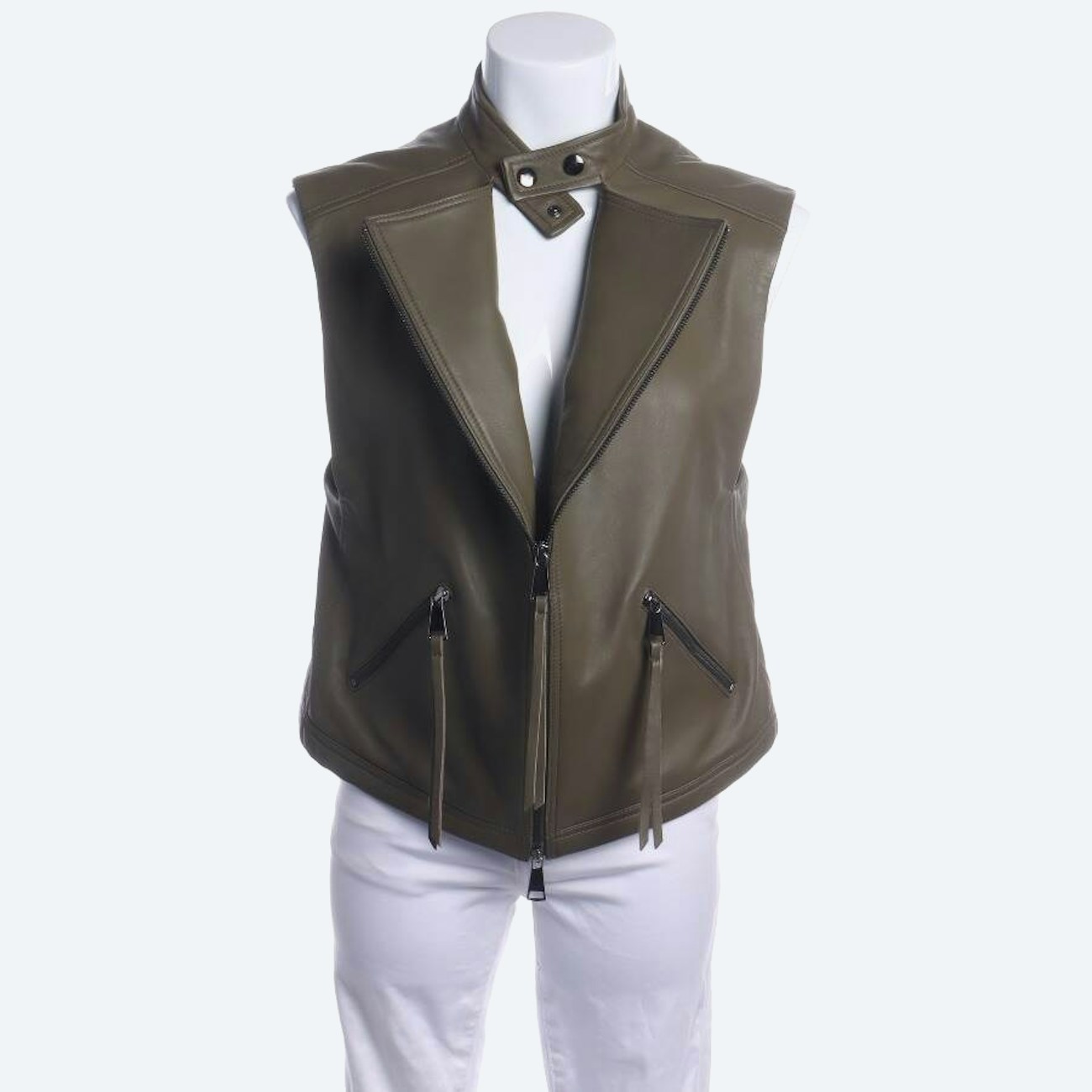 Image 1 of Leather Vest 40 Green in color Green | Vite EnVogue