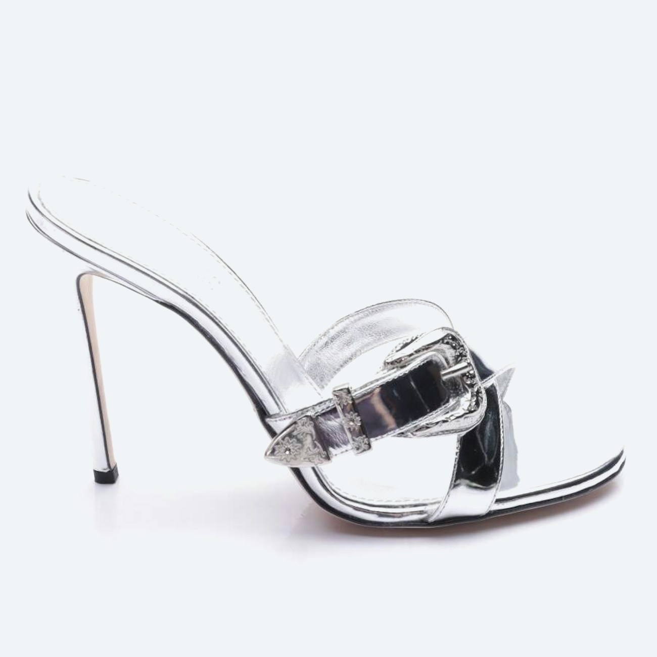 Image 1 of Heeled Sandals EUR 39.5 Silver in color Metallic | Vite EnVogue