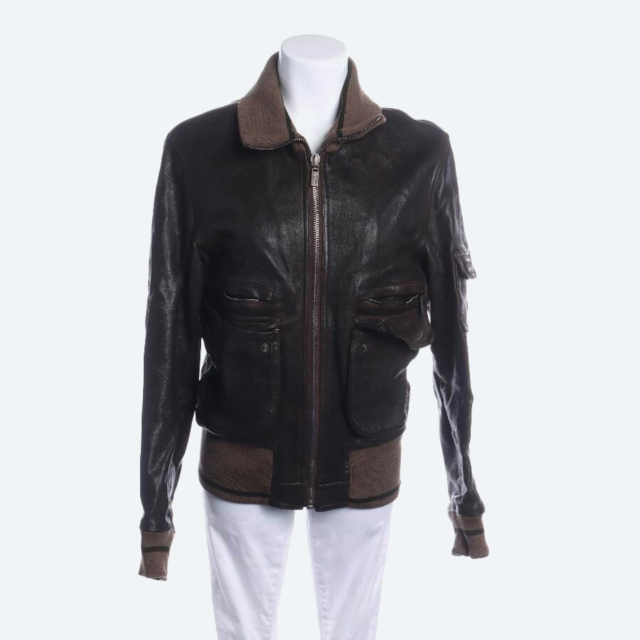 Image 1 of LeatherJacket M Dark Brown in color Brown | Vite EnVogue