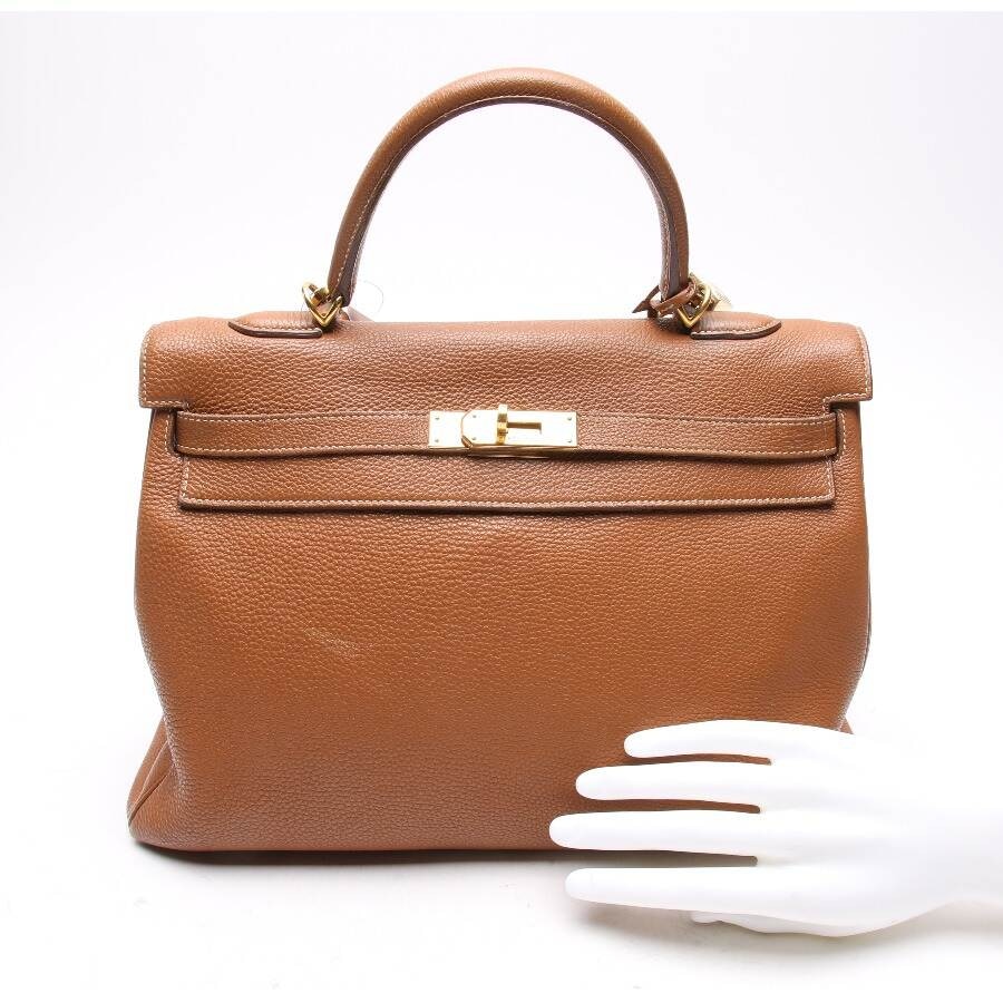 Image 4 of Kelly Bag 35 Handbag Brown in color Brown | Vite EnVogue