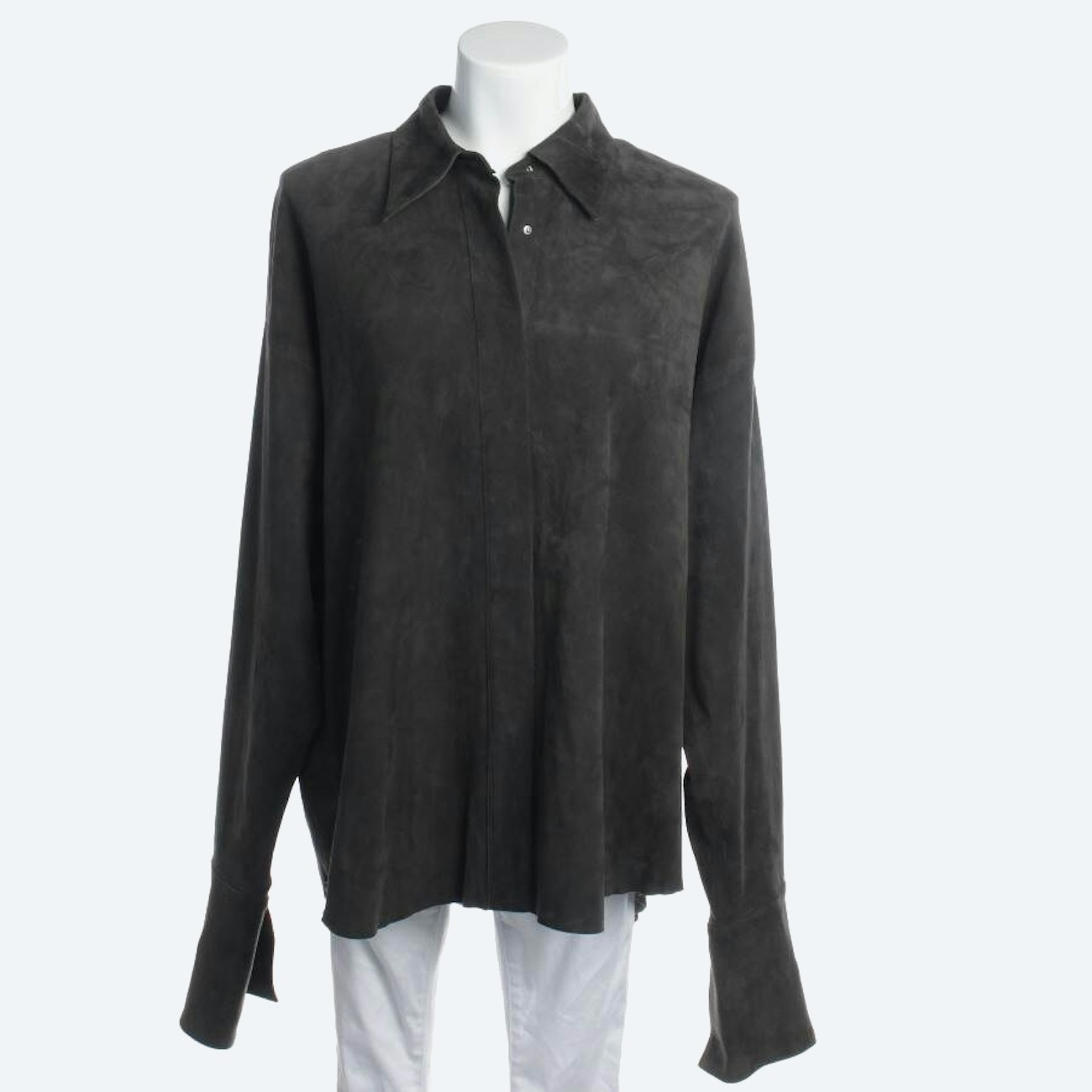 Image 1 of Leather Shirt L Gray in color Gray | Vite EnVogue