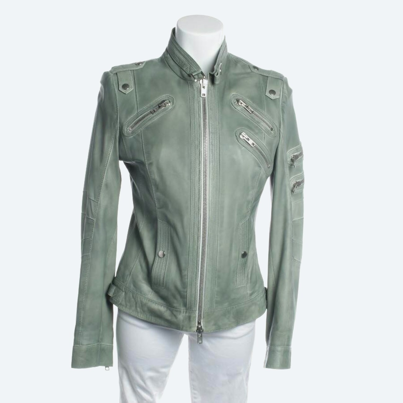 Image 1 of LeatherJacket 40 Light Green in color Green | Vite EnVogue