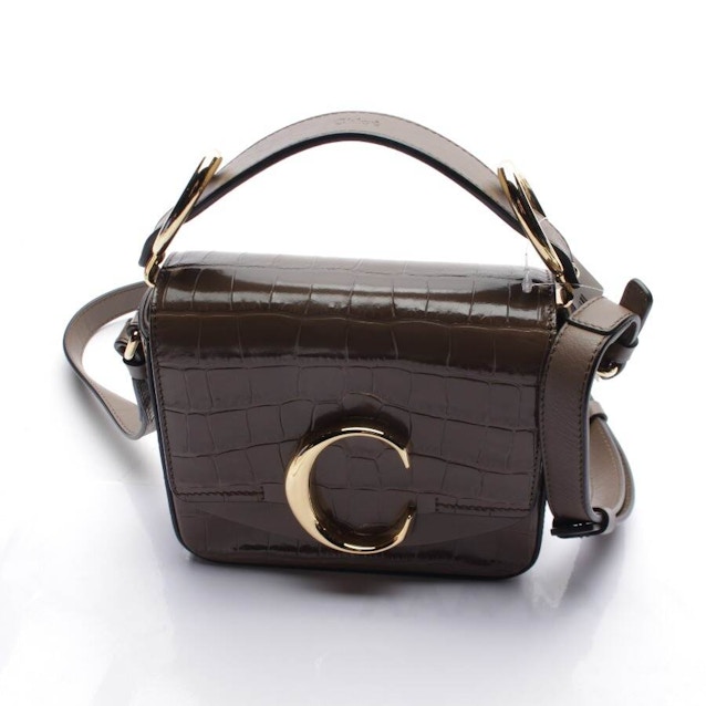 Image 1 of Croc-Embossed Mini C Handbag Dark Brown | Vite EnVogue