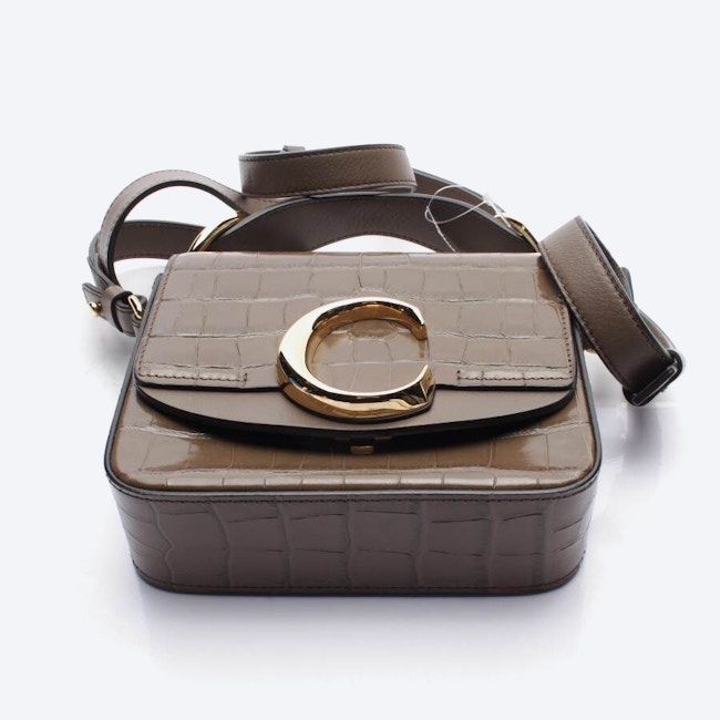 Image 3 of Croc-Embossed Mini C Handbag Dark Brown in color Brown | Vite EnVogue