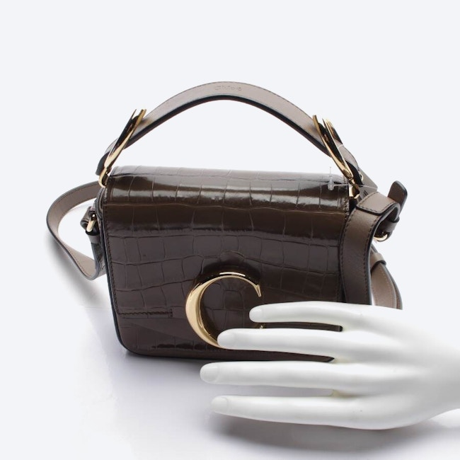 Image 4 of Croc-Embossed Mini C Handbag Dark Brown in color Brown | Vite EnVogue