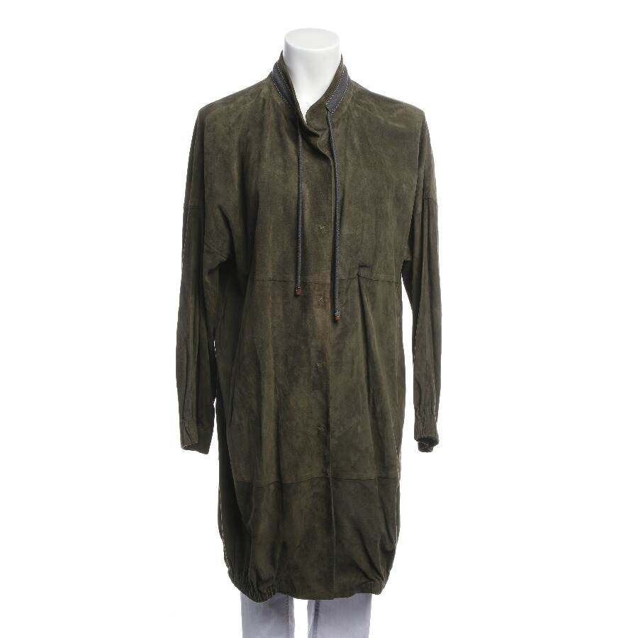 Image 1 of Leather Coat 40 Green in color Green | Vite EnVogue