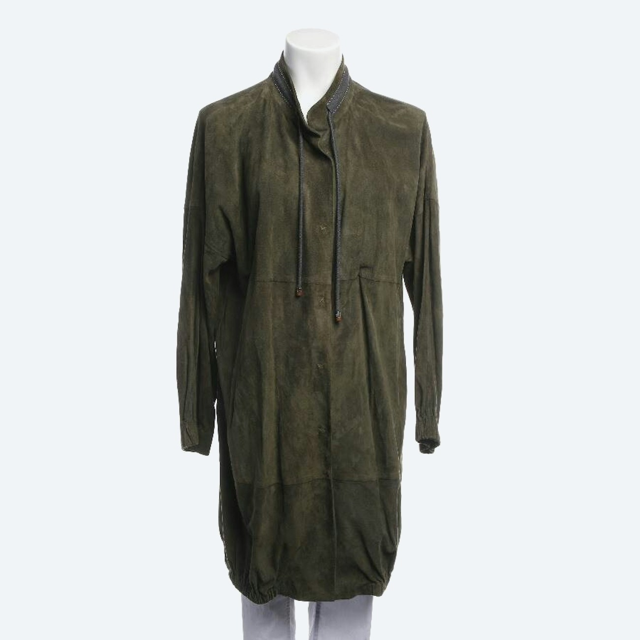 Image 1 of Leather Coat 40 Green in color Green | Vite EnVogue