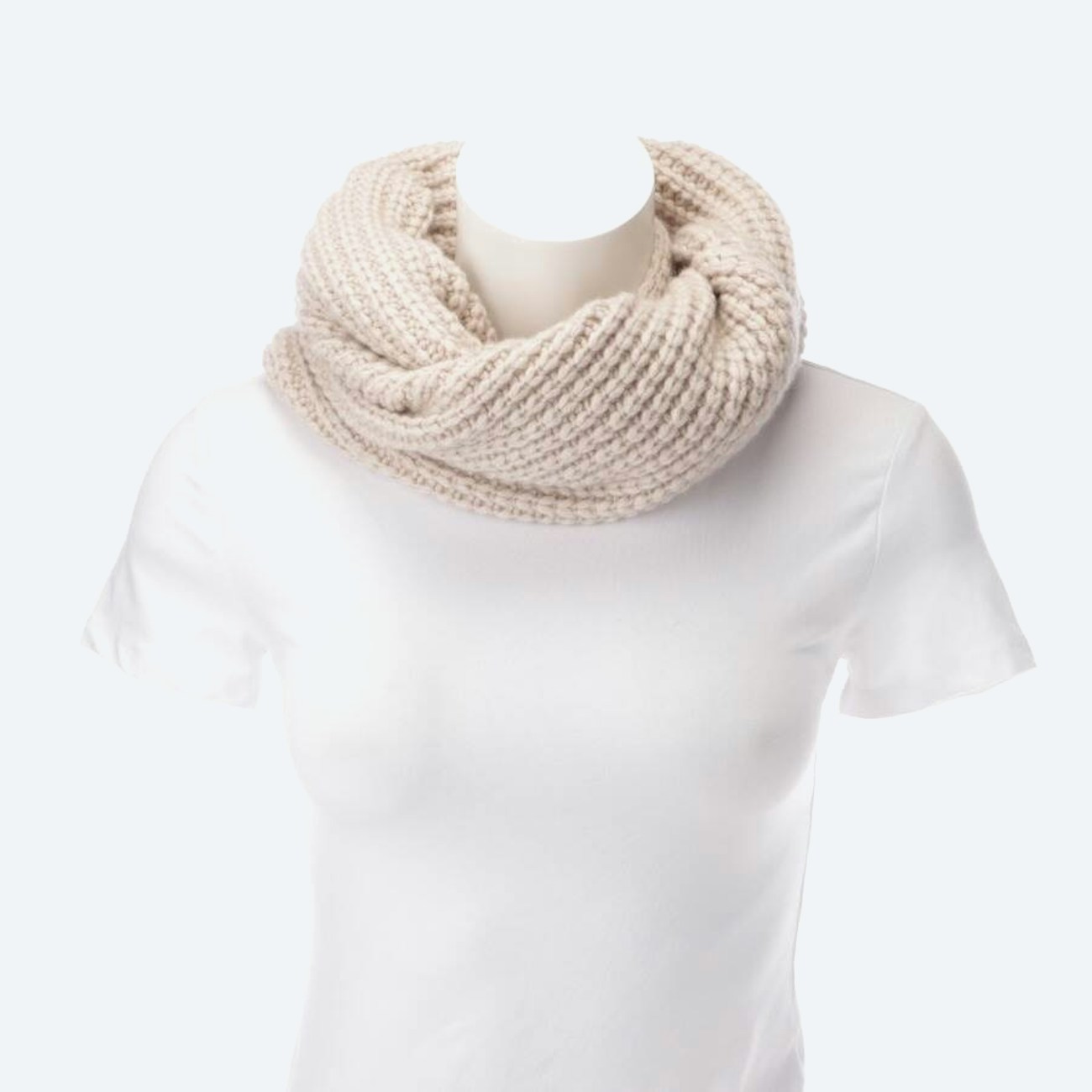 Image 1 of Cashmere Tube Scarf Beige in color White | Vite EnVogue