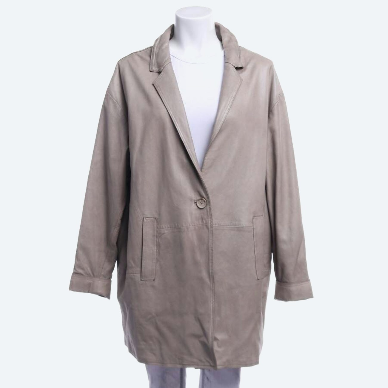 Image 1 of Leather Coat 44 Beige in color White | Vite EnVogue