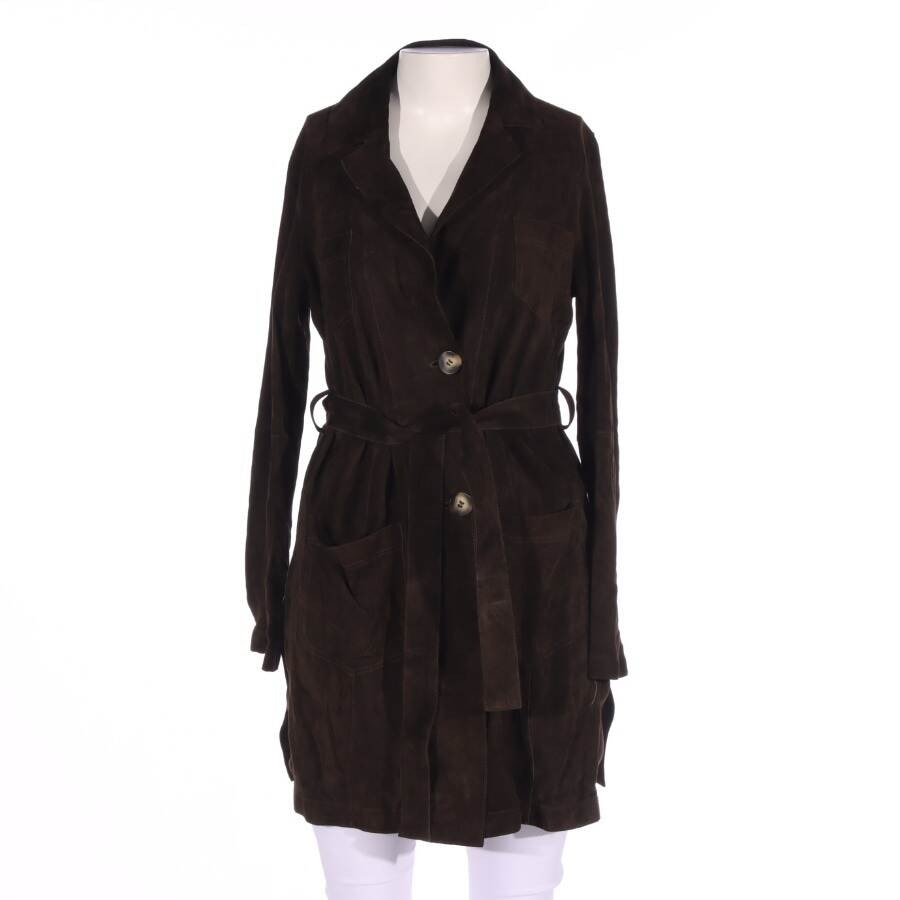 Image 1 of Leather Coat 34 Dark Brown in color Brown | Vite EnVogue