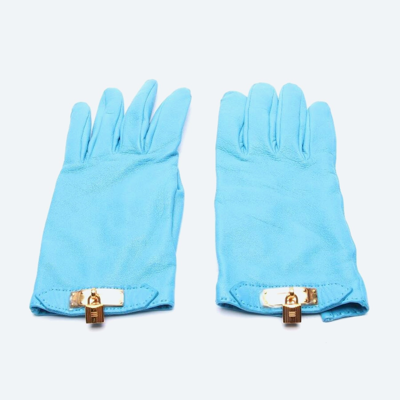 Image 1 of Leather Gloves Light Blue in color Blue | Vite EnVogue