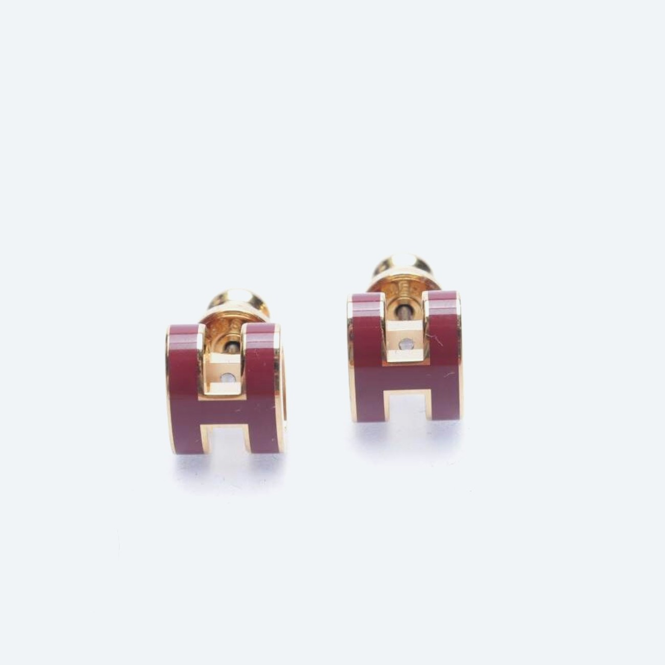 Image 1 of Mini Pop H Earrings Bordeaux in color Red | Vite EnVogue