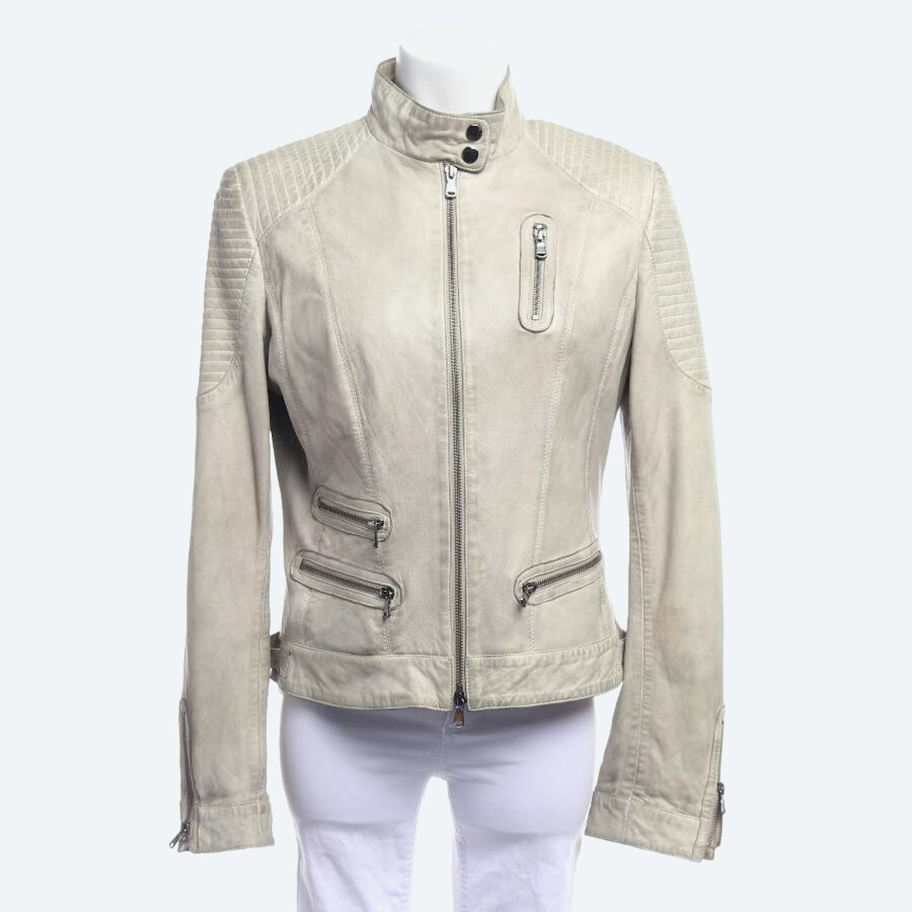 Image 1 of LeatherJacket 40 Beige in color White | Vite EnVogue