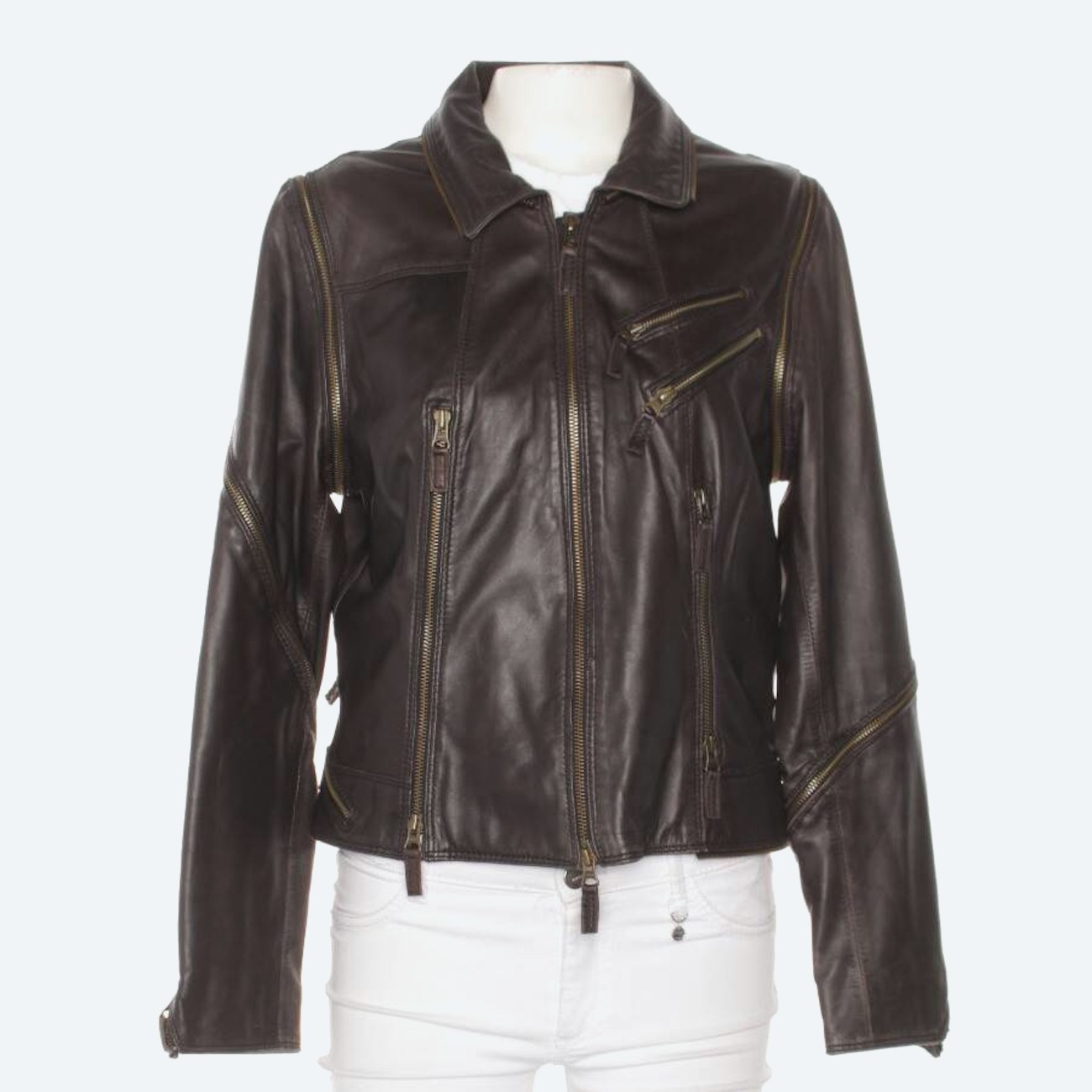 Image 1 of LeatherJacket 40 Dark Brown in color Brown | Vite EnVogue