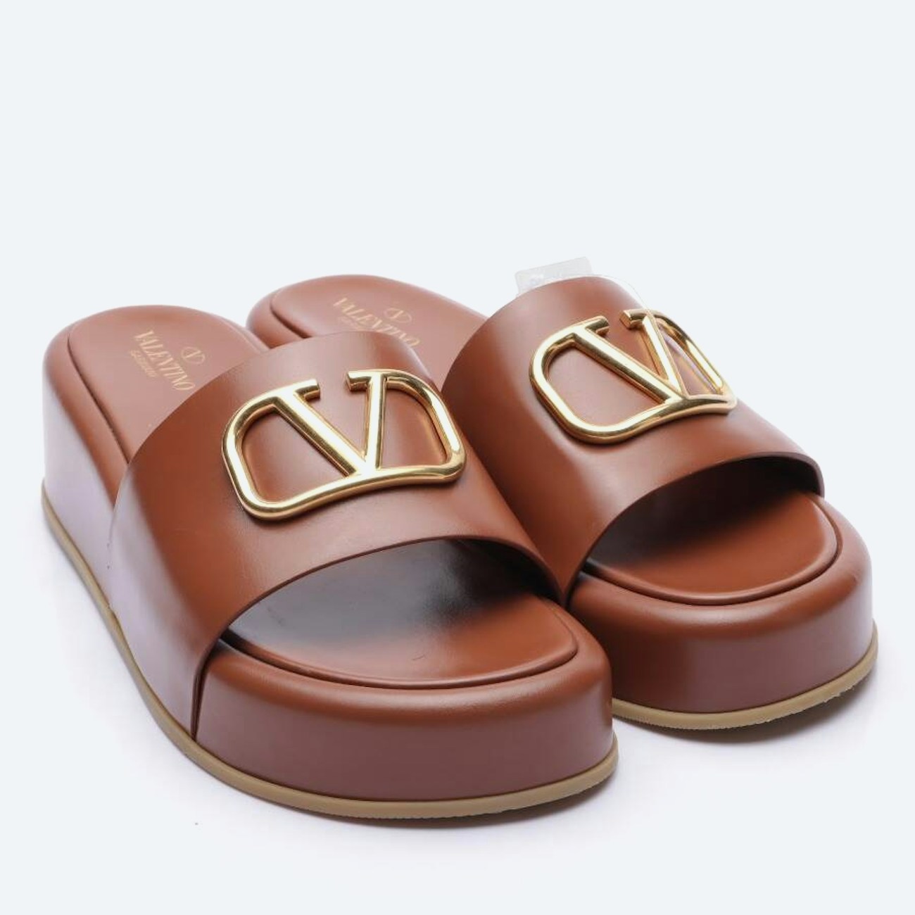 Image 1 of V-Logo Heeled Sandals EUR 40 Brown in color Brown | Vite EnVogue