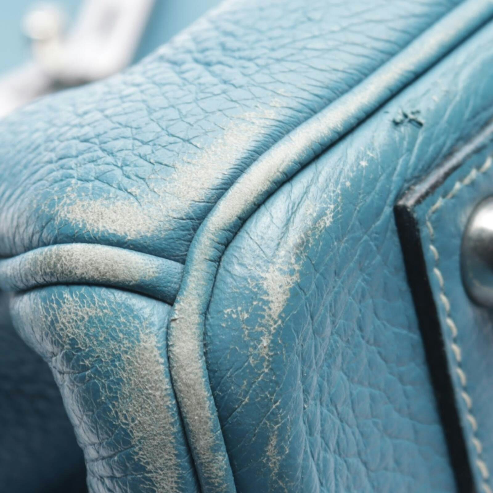 Image 9 of Birkin Bag 40 Handbag Turquoise in color Blue | Vite EnVogue