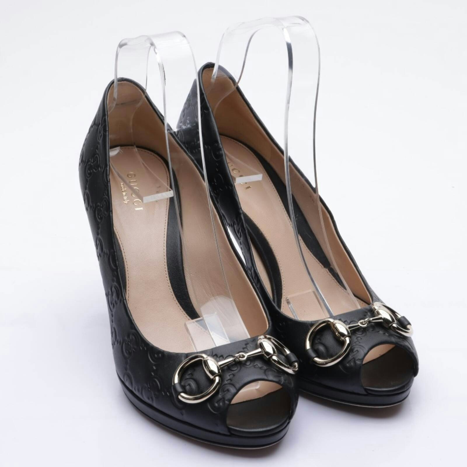 Image 1 of Horsebit Peep Toes EUR38 Black in color Black | Vite EnVogue