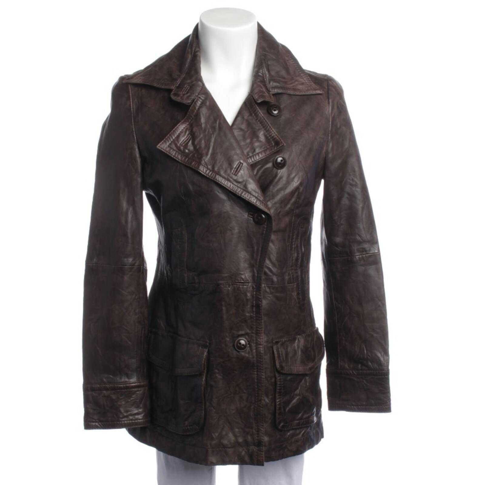 Image 1 of Leather Coat M Brown in color Brown | Vite EnVogue