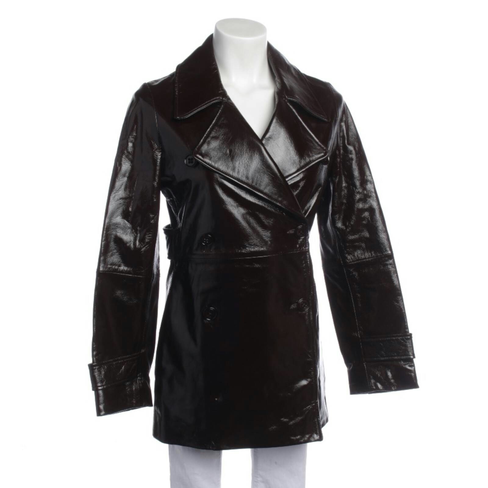 Image 1 of Leather Coat 34 Dark Brown in color Brown | Vite EnVogue