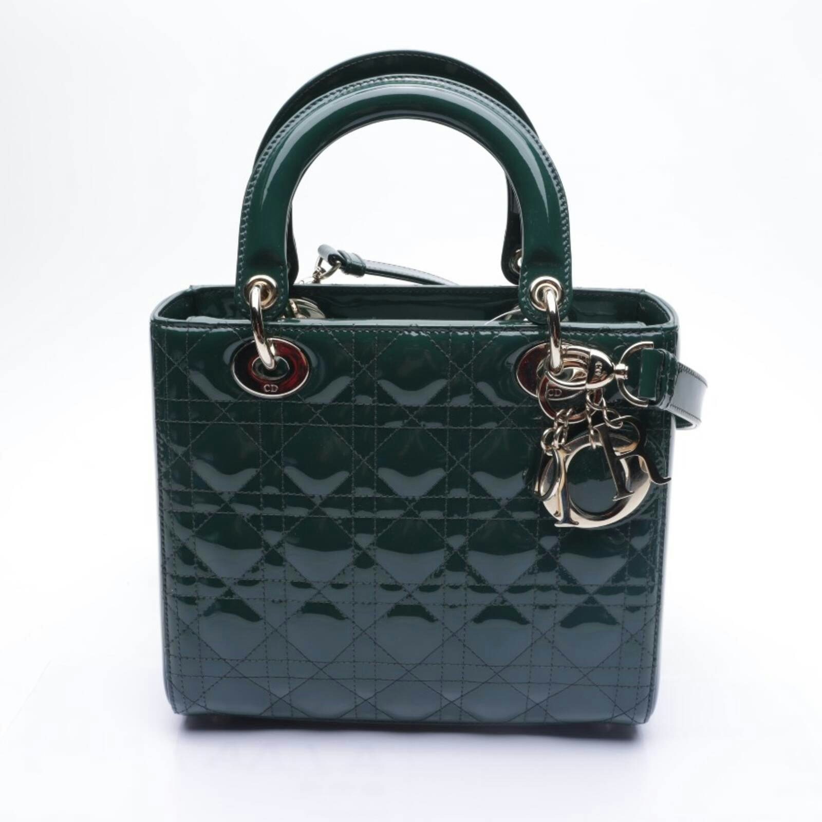 Image 1 of Lady Dior Medium Handbag Dark Green in color Green | Vite EnVogue