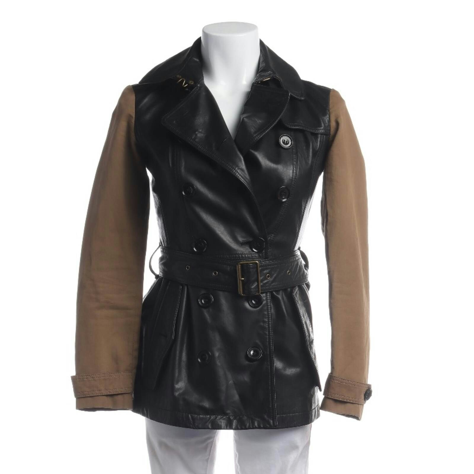 Image 1 of Leather Coat 32 Black in color Black | Vite EnVogue