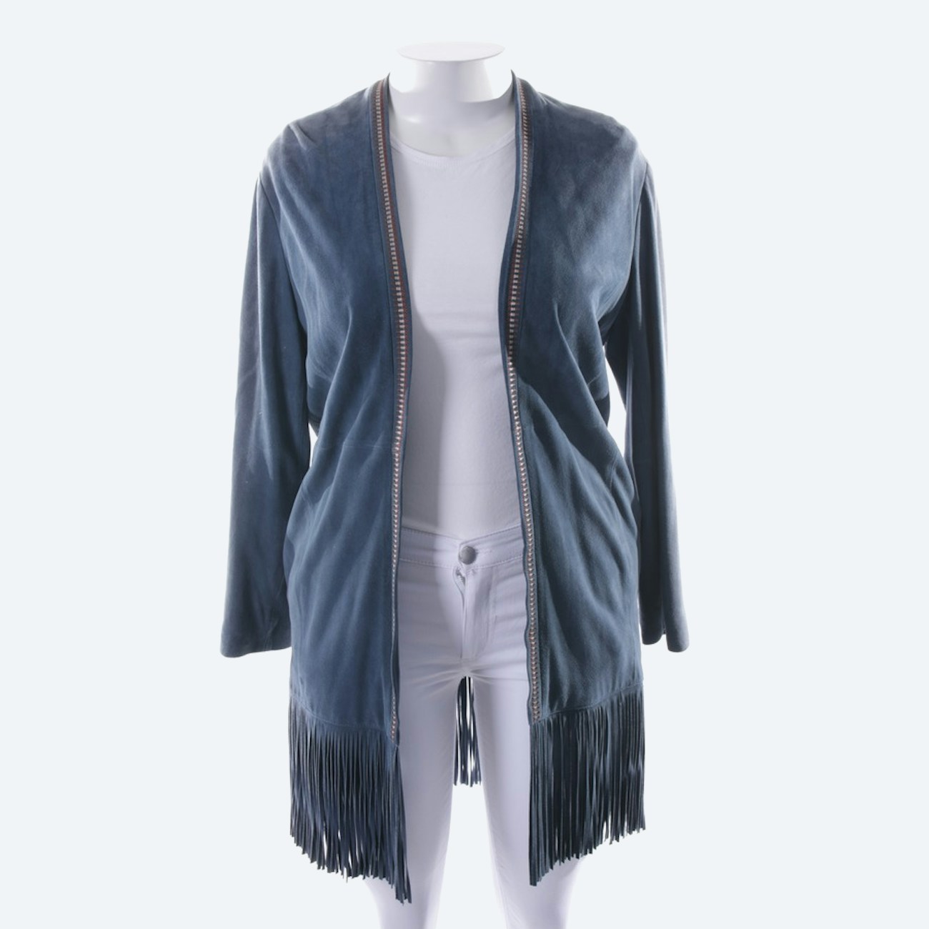 Image 1 of Leather Coat 42 Navy in color Blue | Vite EnVogue