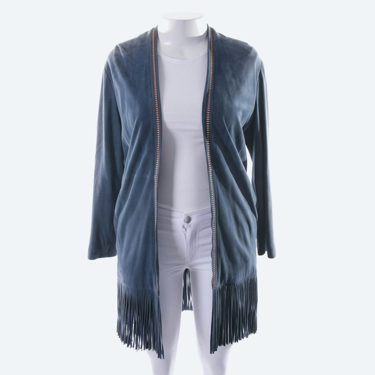 Image 1 of Leather Coat 40 Light Blue in color Blue | Vite EnVogue