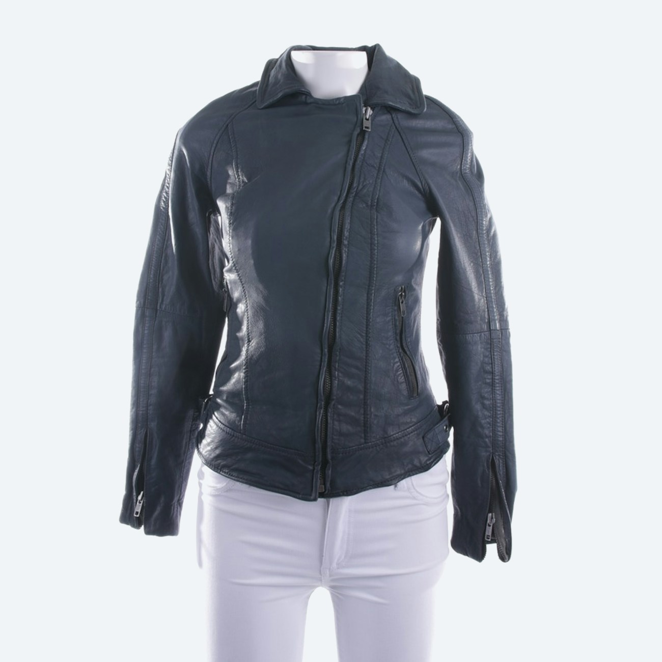 Image 1 of Leather jackets 34 Darkturquoise in color Blue | Vite EnVogue