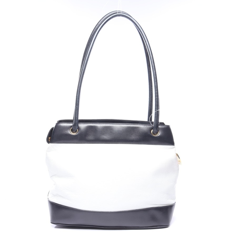 Image 2 of Front logo bicolor zip tote Shoulder Bag Black in color Black | Vite EnVogue