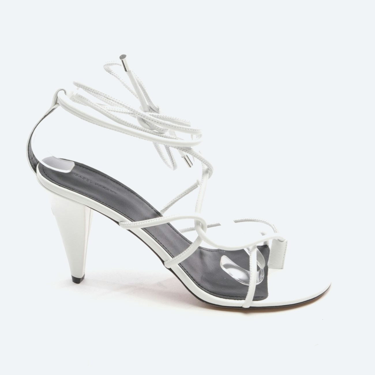 Image 1 of Round Strap Sto Heeled Sandals EUR 40 White in color White | Vite EnVogue
