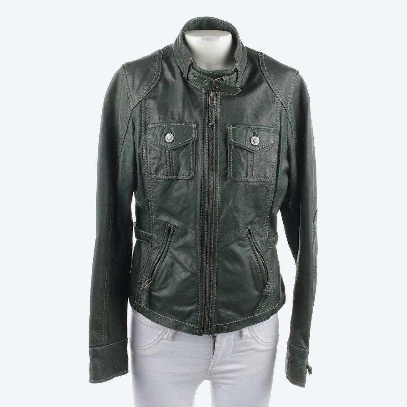 Image 1 of LeatherJacket S Green in color Green | Vite EnVogue